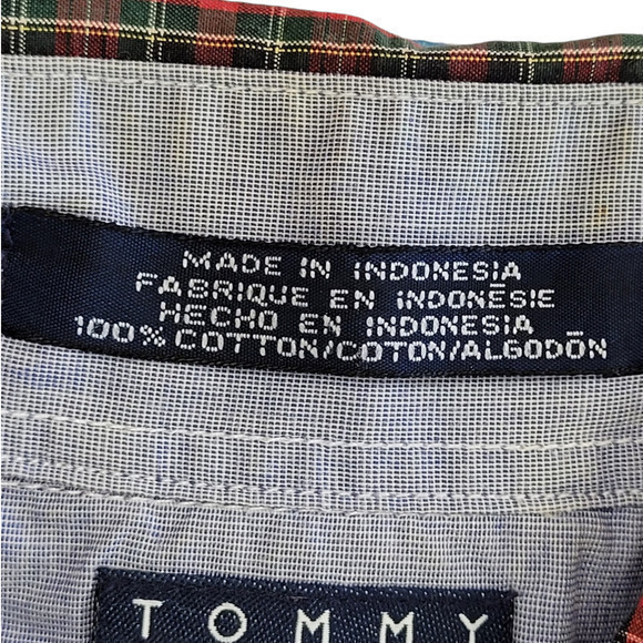 Tommy Hilfiger Plaid button collar Long Sleeve Button Up Vintage Mens Shirt Top - Picture 14 of 16